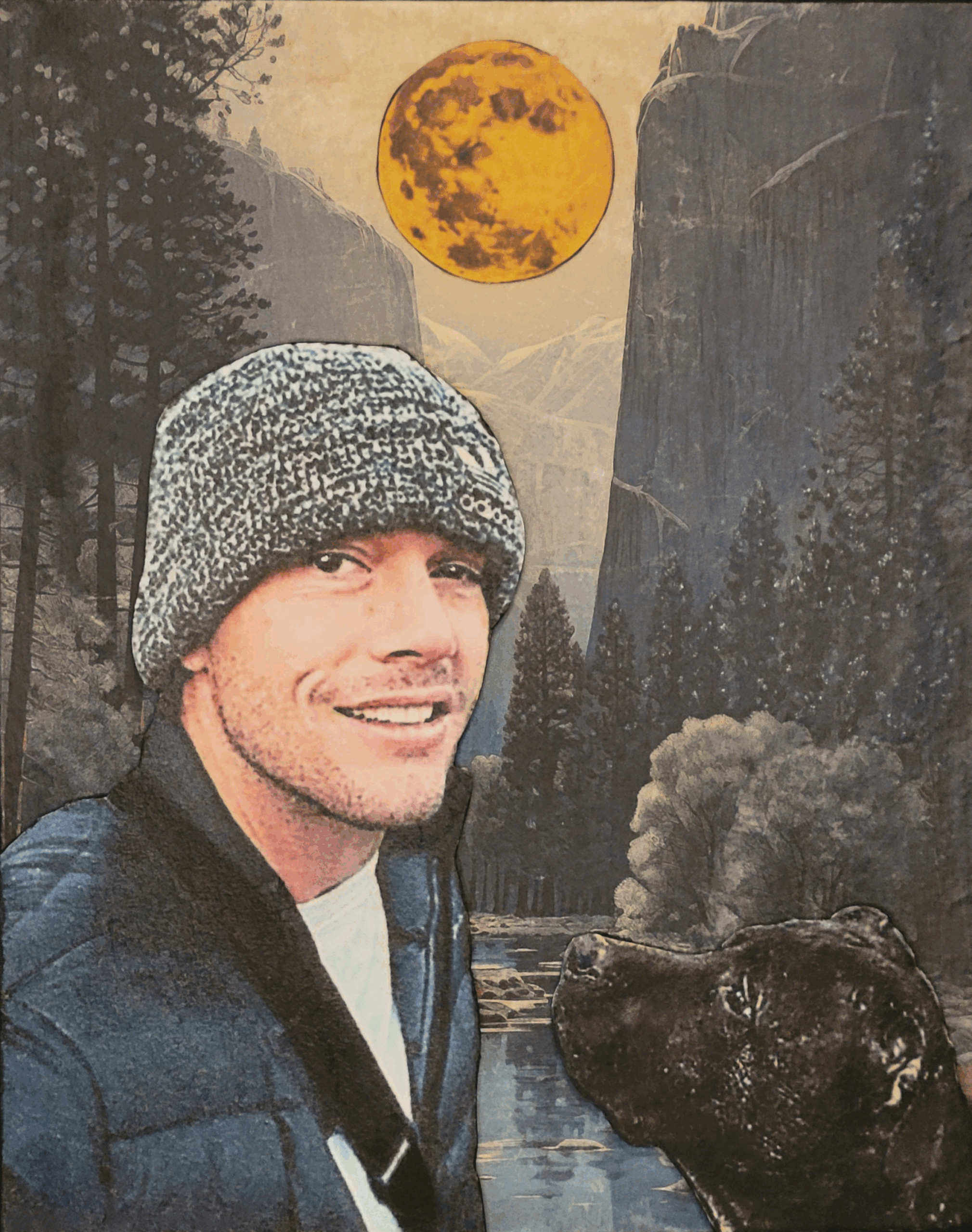 Commissioned Art 2 A man and his dog in the woods.