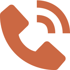 Orange phone handset with signal waves