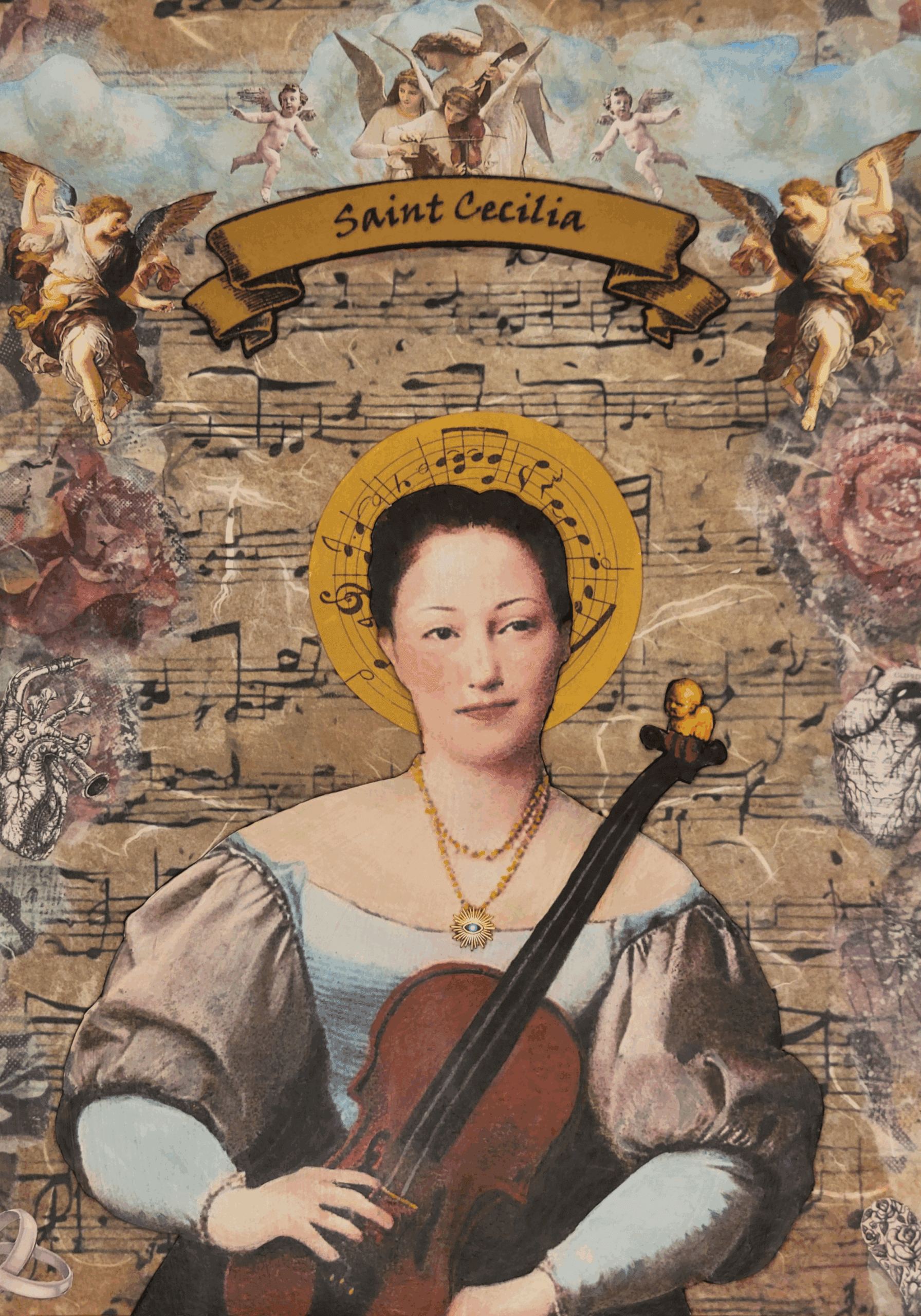 Saint Cecilia A painting of a woman holding a violin.