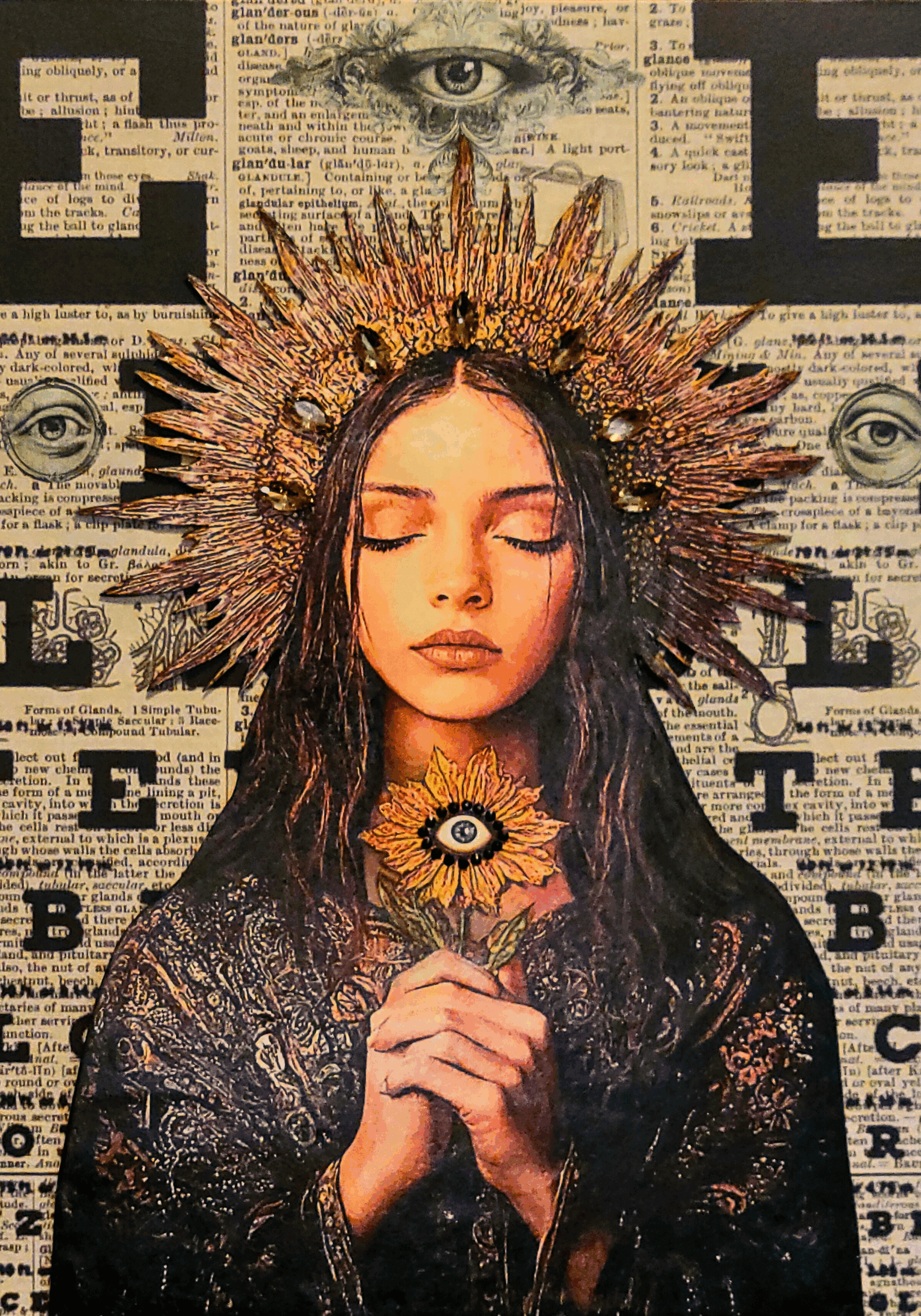 Saint Lucy A woman with long hair holding a flower.